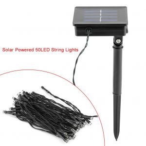 Hjlian Guirlande Lumineuse Solaire 50 Led Avec 8 Modes D'eclairage, Luminaire Decoratif Pour Jardin, Fete, Maison, Blanc - Neuf