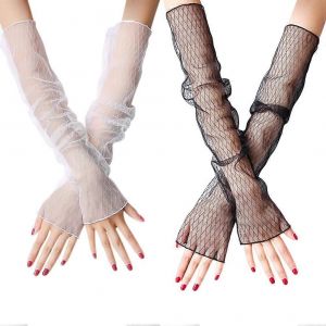2 Paires De Gants Longs En Dentelle Florale Pour Femmes Longueur De Coude Sans Doigts Gants Longs Crème Solaire Manche De Jambe Pour Les Activités Sportives En Plein Air De Fête D'opéra - Neuf