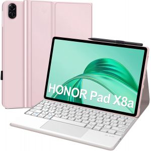 Clavier avec Trackpad pour Honor Pad X8a 11"", AZERTY Français Clavier Bluetooth Magnétique Détachable avec Touchpad pour Tablette Honor Pad X8a 11 Pouces 2024, Rose - Neuf