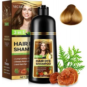 ERYI-Shampoing Pour Teinture Pour Cheveux Brun Foncé, Shampoing Colorant Naturelle Instantanée 3 En 1 Brown Hair Dye Shampoo, Teinture Pour Cheveux Longue Durée, 100% Couverture, 500 Ml - Neuf