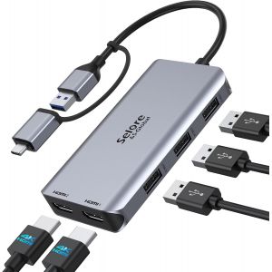 Adaptateur USB C, HUB USB C Multiport 10-en-1 vers HDMI et VGA, USB 3.0/2.0, PD 100W, Ethernet RJ45, SD/Micro SD et Audio 3.5mm, Dock USB C pour MacBook Pro/Air 2021/2020 Dell XPS Tablette - Neuf