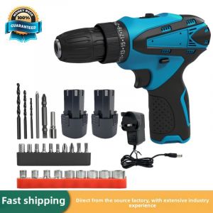 Perceuse sans fil, perceuse &eacute;lectrique puissante 12 V, ensemble d'outils de perceuse &eacute;lectrique avec 2 batteries 3,0 Ah et chargeur, kit de perceuses 12 V - Neuf