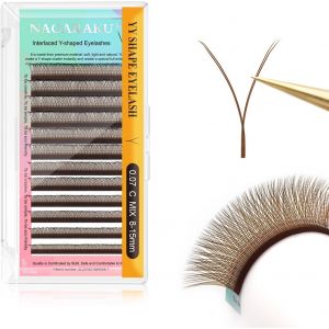 Kalanka-Yy Cils Extension 4d Y Lash Tissés En Croix À La Main Bouquet De Cils Volume Russe Faux Cils Naturel Premade Fans Préfait Ventilateur Wispies Cluster Eyelash Noir 12 Rows (0.07 C 8-15mm Brun¿ - Neuf