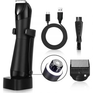 Tondeuse Corps Homme, 2 En 1 Rasoir Corps Homme Ipx7 Étanche, Tondeuse Intime Homme Avec Lames Céramique Anti-Coupure, Sabot Réglable, Socle De Recharge-Cadeau Homme Pour Mari, Amis, Papa - Neuf