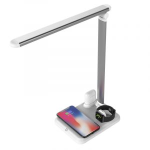 Led Blanche Lampe De Bureau 36 Leds De Protection Des Yeux (23w, Flexible, Réglable, Pliable) Avec Chargement Usb, 4-En-1 Chargeur Sans Fil, Contrôle Tactile, Lampe De Chevet Pour L'étude - Neuf