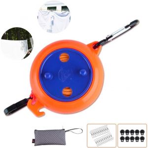 Corde À Linge Rétractable, 8m De Camping Portable Corde À Linge, Non-Dérapant Et Coupe-Vent, Vêtements D'extérieur De La Ligne Avec La Pendaison De L'anneau, De Plein Air, Voyages - Neuf
