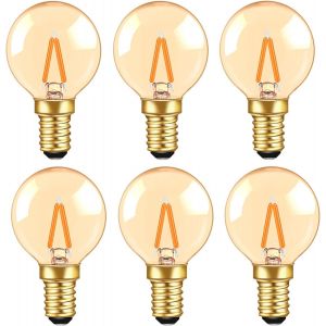 Ampoule Led C7 E12 220v, Ampoule Bougie Edison Vintage E12 0.5w Remplacement 5w, Ampoule À Filament Led E12 Ambre Ampoule Décorative Veilleuse, Blanc Chaud 2200k, Non Dimmable, Lot De 6 - Neuf