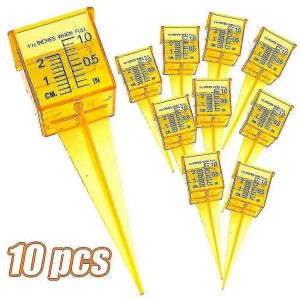10pcs 1.5 ""Jauge de pluie et d'arrosage,outil de mesure de l'eau ext&eacute;rieure jaune vif &agrave; large ouverture - Neuf