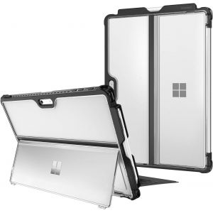 TIANYI-Coque pour Microsoft Surface Pro 7+/7/6/5/LTE 12.3 Pouces, Coque avec Rangement Stylet, Étui Cover Rigide avec Protection pour Béquille, Transparent - Neuf