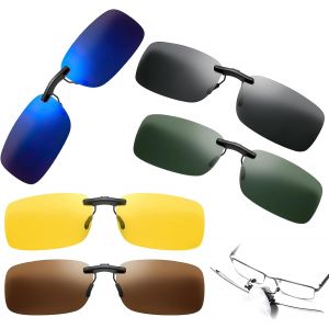 Lot De 5 Clips De Lunettes De Soleil À Clipser - Embout De Lunettes De Soleil Pour Porteurs De Lunettes - Clip De Lunettes Polarisantes, Coloré - Neuf