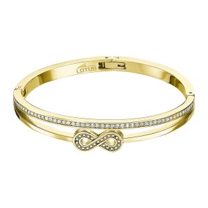 Bracelet Jonc Lotus Acier Dor&eacute; Oxydes Infini - Neuf