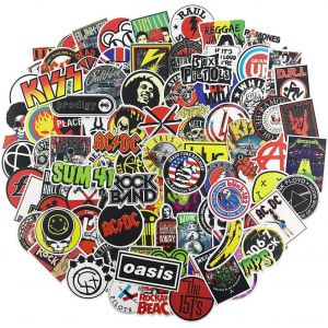 Autocollants 100pcs De Musique Rock And Roll Vinyle Pour Personnaliser Votre Ordinateur Portable, Orgue Électronique, Guitare, Piano, Casque, Skateboard, Décalcomanies Pour Bagages - Neuf
