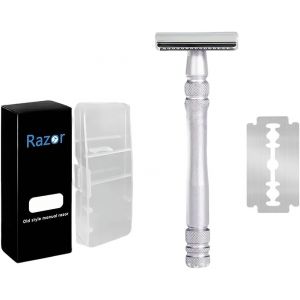 Letnerny-Rasoir Manuel, Rasoir À Double Lame, Rasoir De Sécurité Pour Homme, 10 Lames (Argent) - Neuf