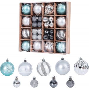 Cintre Arbre Ornement Décoration De Noël (bleu Et Argent) - Neuf