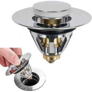 2024,Filtre de vidange de rebond de lavabo universel,type Bouchon de vidange d'&eacute;vier escamotable avec panier Salle de bain Cuisine &Eacute;vier en acier inoxydable - Neuf