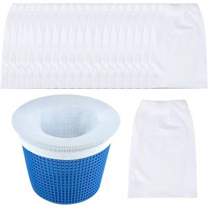 Lot de 20 chaussettes pour skimmer de piscine,chaussettes filtrantes,filet de filtre pour panier de piscine,accessoires de piscine,chaussettes de skimmer à filtrage fin - Neuf