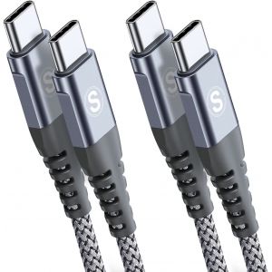 Thef-Lot De 2 Câbles Usb C Vers Usb C 2m60w 20v/3,1a Câble Usb Type C Pd Câble De Charge Rapide Avec Nylon Tressé Pour Macbook Pro, Ipad Pro, Macbook Air, Chromebook Pixel, Galaxy S20/S10, Huawei - Neuf