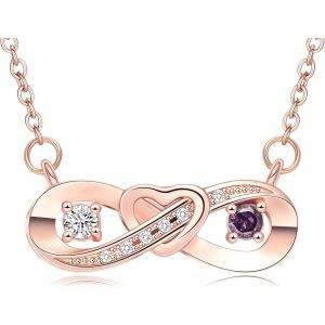 Kal-Collier Urne Funéraire Pour Cendres - Symbole De L'infini - Collier Pour Femme - Pendentif Délicat En Forme De C?ur - Pierre De Naissance - Bijou Commémoratif Pour Cendres Pour Femmes Et - Neuf