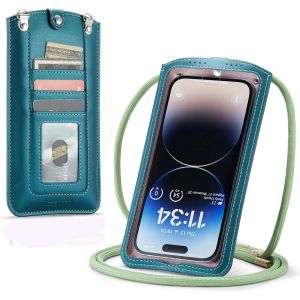 KALANKA-Petit Sac Sacs à Bandoulière Sac Téléphone Portable Femmes Mini Pochette Portefeuille Universelle pour iPhone 14 13 12 11 Pro Max Samsung Z Flip 4 3 5G S23 Ultra A54 Xiaomi Jusqu'à 7.3" Vert - Neuf