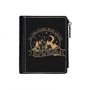 Portefeuille Aux étoiles qui écoutent et aux rêves qui trouvent une réponse, citation de Rhysand=23 Compact en Simili-Cuir PU Porte-Cartes Fermeture Éclair Homme Femm - Neuf
