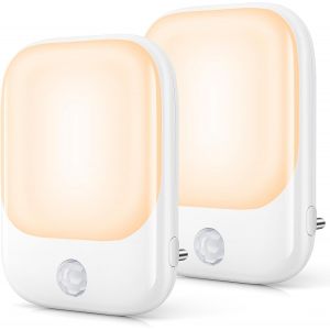 Kalanka-Lot De 2 Veilleuses Led, Veilleuse Prise Electrique Avec 5 Niveaux Luminosit&eacute;s Avec Capteur De Cr&eacute;puscule Et Humain,Veilleuse Enfant Plug And Play Pour Chambre B&eacute;b&eacute;,Couloir,Escalier,Salon - Neuf