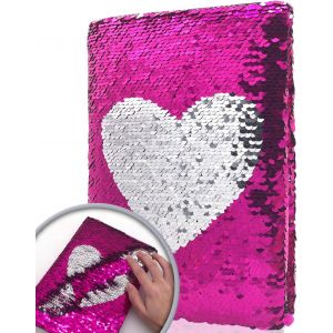Jexnovashop-Journal Intime Fille Paillette R&eacute;versibles Rose, 21x14cm 80 Feuilles Lign&eacute;es C?Ur Carnet Secret Fille Cadeaux D'anniversaire Pour Enfant Et Gar&ccedil;on - Neuf