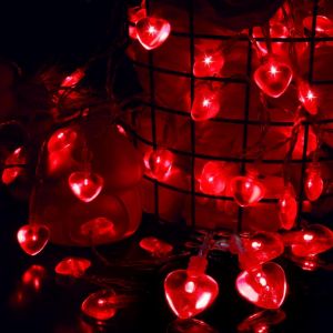 JGD-Guirlande Lumineuse LED en Forme de C?ur, 3 M&egrave;tres LED Guirlande Coeur Rouge avec 20 Ampoule, Guirlande Lumineuse Int&eacute;rieur Ext&eacute;rieur D&eacute;coration Saint Valentin pour Saint Valentin Anniversaire Ma - Neuf