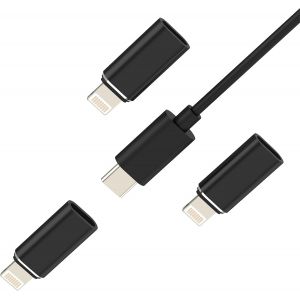 TRAHOO-Lot de 3 adaptateurs Lightning m&acirc;le vers USB C femelle type C pour iPhone 14, 13, 12, 11 Pro Max, 7, 8, pour Apple MFi, adaptateur jack data, adaptateur pour chargeur iPad - Neuf