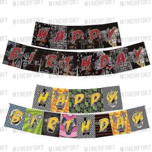 Figurines Anime Cinq Fnaf Fournitures De F&ecirc;te D'anniversaire Vaisselle Jetable Assiettes En Papier Tasses Ballons Cake Topper Pour Enfants D&eacute;corations-Banni&egrave;re 1pcs - Neuf
