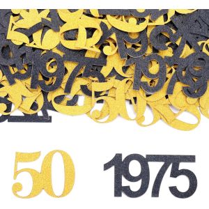 Lot de 100 confettis d&iquest;&iquest;coratifs pour 50e anniversaire 3,5 &iquest;&iquest; 5 cm - D&iquest;&iquest;coration de table de mariage dor&iquest;&iquest;e 1975 - Homme Femme - D&iquest;&iquest;coration d'anniversaire - Neuf