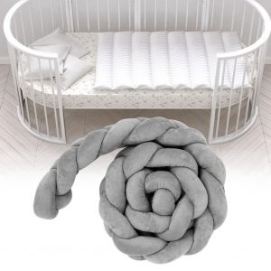Hjlian Tour De Lit Tresse Pour Bebe De 1,5 M, Long Coussin De Chambre D'enfant, Noud Doux, Oreiller Serpent (Gris) - Neuf