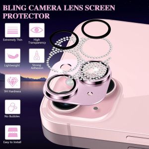 Kal-Caméra Protecteur Compatible Avec Iphone 15/Iphone 15 Plus, Ultra Hd 9h Dureté Anti Rayures Verre Trempé Diamant Caméra Coque Cover Pour Iphone 15/Iphone 15 Plus, Rose - Neuf