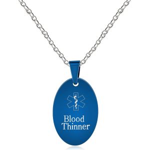 Kal-Collier D'identification D'alerte Médicale Avec Pendentif Ovale Personnalisé Pour Hommes Et Femmes U2013 Bijoux Étanches D'urgence En Cas De Diabète Ya4674 (Gravure Gratuite) - Neuf