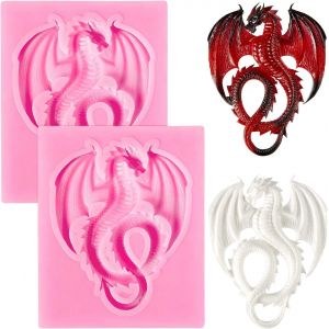 Deux Ensembles De Moules En Silicone En Forme De Dragon Moule Bébé Dragon Mignon Chocolat Dragon Animal (Feilong) (Moule Inclus Uniquement) - Neuf