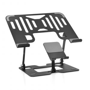 Ordinateur Portable 2 En 1 Support Vertical Bureau Relevable Téléphone Portable Support De Rehaussement Conception En Acier Au Carbone Dissipation Thermique Support Pliant.Black. - Neuf