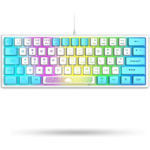 K61 60% Compact UK Layout QWERTY 62 Cl&eacute;s Compact RGB Jeux Clavier, Apex Pro Gravure Laser, Gamer Clavier, Mini TKL M&eacute;canique Sensation Clavier, Compatible PC/Laptop/Computer-Bleu - Neuf