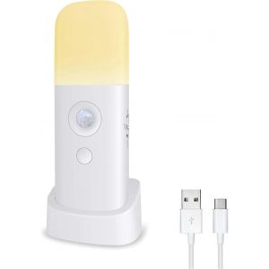 Veilleuse Pour Enfants,Lampe À Détecteur De Mouvement,Luminosité Réglable,Portable,Rechargeable,Pour Chambre À Coucher,Chambre D'enfant Et Salon (1-Pack) - Neuf
