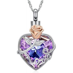 Kales-Collier Urne Pour Cendres,Rose,Pierre De Naissance,Pendentif En Forme De C?ur Pour Cendres Funéraires,Souvenir,Collier Funéraire,Bijoux Cadeaux Pour Femme - Neuf