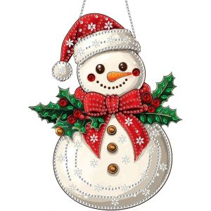 Trahoo-Diy Bonhomme De Neige Diamond Painting Pendentif, No&euml;l Pendant Broderie Diamant Kit Avec Cha&icirc;ne, Pour Jardin Maison Porte Et Fen&ecirc;tre D&eacute;coration Cadeaux-3 - Neuf