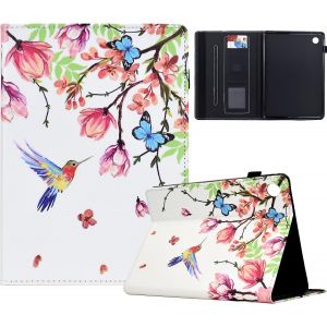 Kal-Coque Pour Samsung Galaxy Tab S6 10.5"" 2019 (Sm-T860/T865) Tablette Etui Housse Pu Cuir Flip Support Portefeuille Protection Pour Samsung Tab S6 Tablette Coque,Fleurs Oiseaux - Neuf