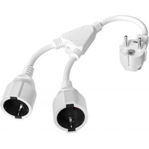 TIANYI-Rallonge Prise avec 2Prises Schuko Multiprise avec Flexible Kable 2 en 1 Double Prise Electrique16A/250V/Max 4000W IP44 Cable Alimentation pour Cuisine, Maison, Bureau, l'ext&eacute;rieur, Blanc - Neuf