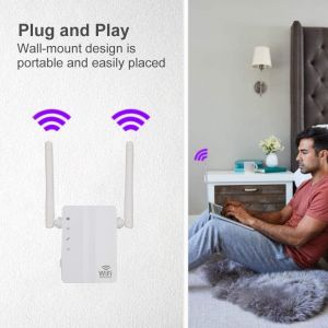 2pieces R&eacute;p&eacute;teur WiFi 300 mo, WiFi Booster sans Fil R&eacute;p&eacute;teur Amplificateur Mini AP WLAN Access Point avec Construit-dans 3dbi Antennes Compatibles avec Tous les 2.4 GHz Wi-Fi, Routeurs - Neuf