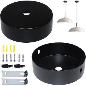 TIANYI-2 Pièces Auvent de Plafond, Auvent pour Lustre Noir, 100x20 mm Lampe à Baldaquin avec Accessoire d¿Installation Cache Fil pour Lustre Boîte de Jonction en Métal pour Salon, Couloir, Cuisine - Neuf