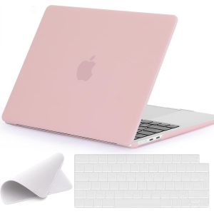 Coque Compatible avec MacBook Air 13 Pouces M4 M3 M2 2025 2024 2022 (A3240 A3113 A2681) avec Touch ID, Mac 13 Housse Rigide Plastique, Protection Clavier, Chiffons de Polissage - Rose Mat - Neuf