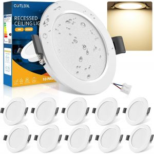 Lot De 10 Spots Led Encastrables, 5W Spots De Plafond Blanc Neutre 4000K, 450Lm Ip44 Spot Salle De Bain Ultramince 25 Mm, Spots Encastr&eacute;s Trou &Oslash;68-80Mm, 220V-240V, Pour Cuisine, Salon, Chambre - Neuf