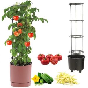 Pot &Agrave; L&eacute;gumes Vigne Tomate Concombre Haricot &Oslash;40 Cm Rose - Neuf
