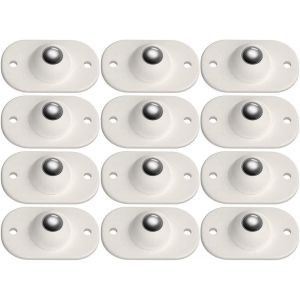Lot de 12 roulettes pivotantes autocollantes, universelles, rotatives à 360°, mini roulettes en plastique pour meubles, boîtes de rangement (bille en acier) - Neuf