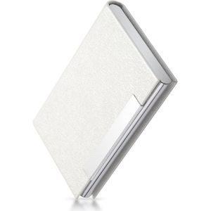 1 Pcs Porte Carte de Visite(Blanc) Professionnel pour Hommes Femmes Support Carte de Visite avec Fermeture Magnétique Etui Carte Bancaire - Neuf