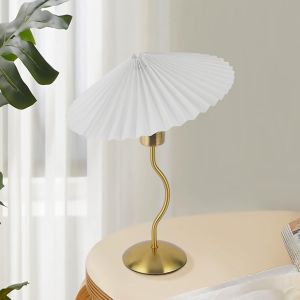 Kal-Lampe De Table Plissée Vintage Lampe De Chevet En Tissu Lampe De Table Adaptée Pour Chambre À Coucher, Salle D'étude, Salon, Chambre D'enfants, Bureau. Avec Culot E27, 33 Cm X 45 Cm - Neuf