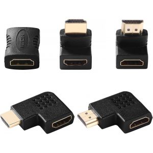 ERYI-5 Pièces Adaptateurs Hdmi Coudés, 90 Degrés Et 270 Degrés Angle Droit, 90 Degrés Adaptateur Hdmi Mâle À Femelle À Angle Gauche Et Droit, Adaptateur Hdmi Femelle Vers Femelle - Neuf